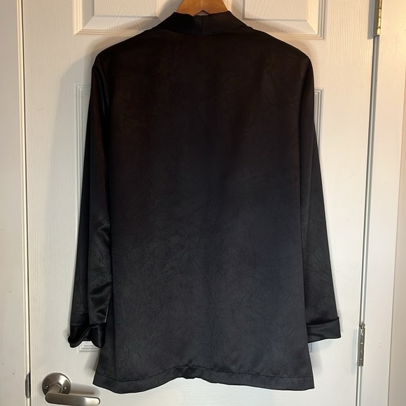 ❤️Mary Rose vintage open blazer satin finish women’s L black paper maché design - Picture 5 of 11